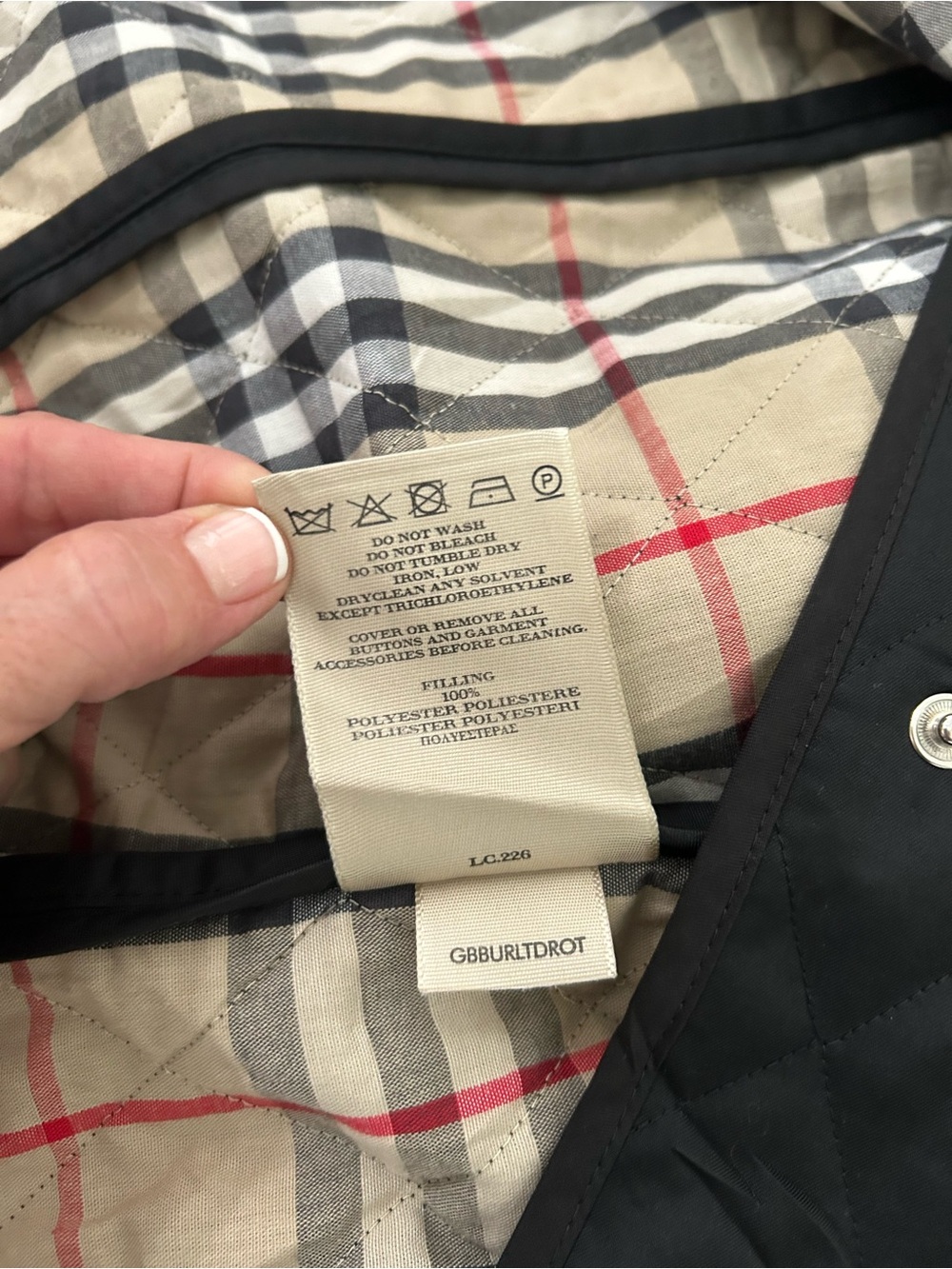 BURBERRY QUILTED NOVA CHECK JACKET SIZE XS BLACK - Picture 10 of 16